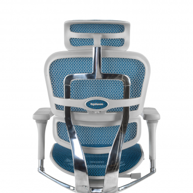 silla ergonomica blanco azul estructura blanca red malla brazos regulables 5d reposacabezas 8