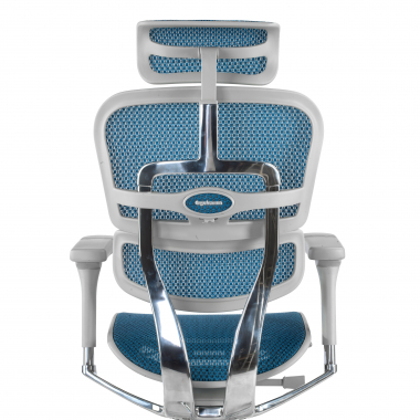 silla ergonomica blanco azul estructura blanca red malla brazos regulables 5d reposacabezas 9