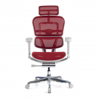 silla ergonomica blanco rojo estructura blanca red malla brazos regulables 5d reposacabezas 3