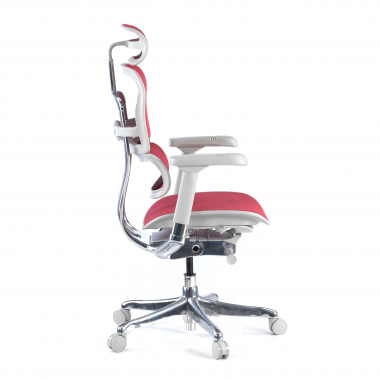 silla ergonomica blanco rojo estructura blanca red malla brazos regulables 5d reposacabezas 4
