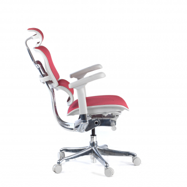silla ergonomica blanco rojo estructura blanca red malla brazos regulables 5d reposacabezas 5