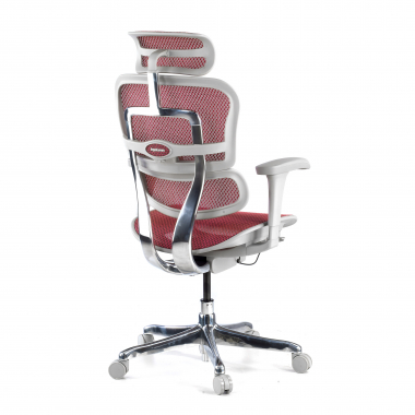 silla ergonomica blanco rojo estructura blanca red malla brazos regulables 5d reposacabezas 6