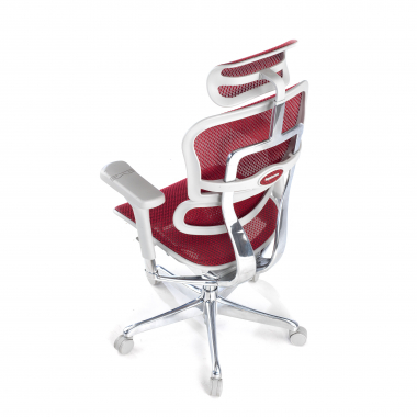 silla ergonomica blanco rojo estructura blanca red malla brazos regulables 5d reposacabezas 7