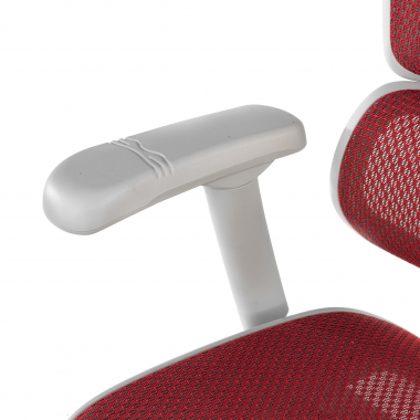 silla ergonomica blanco rojo estructura blanca red malla brazos regulables 5d reposacabezas 8
