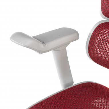 silla ergonomica blanco rojo estructura blanca red malla brazos regulables 5d reposacabezas 9