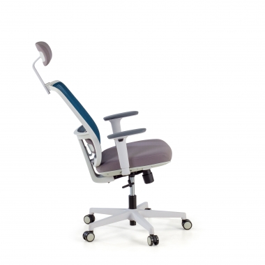 silla de oficina blanco azul kaito malla brazos moviles reposacabezas 5