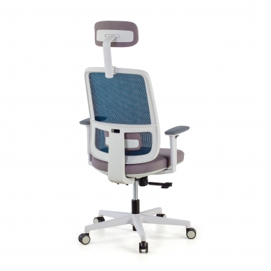 silla de oficina blanco azul kaito malla brazos moviles reposacabezas 6