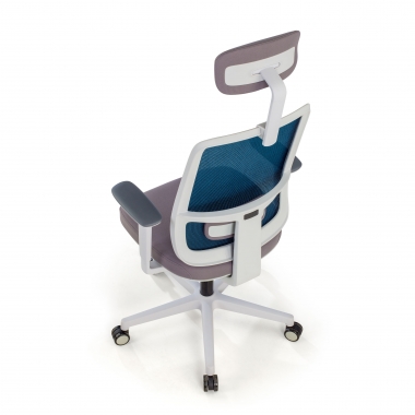 silla de oficina blanco azul kaito malla brazos moviles reposacabezas 7