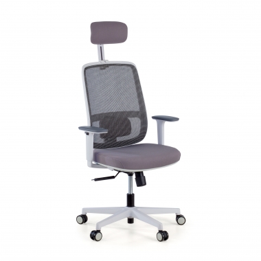 silla de oficina blanco gris kaito malla brazos moviles reposacabezas 1
