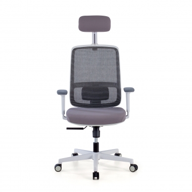 silla de oficina blanco gris kaito malla brazos moviles reposacabezas 3