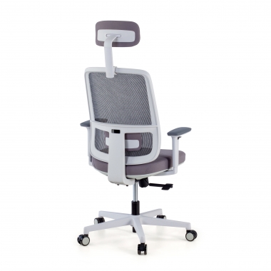 silla de oficina blanco gris kaito malla brazos moviles reposacabezas 6
