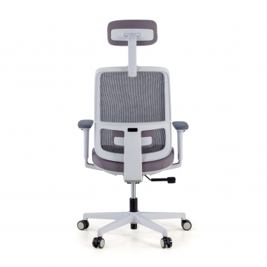 silla de oficina blanco gris kaito malla brazos moviles reposacabezas 7
