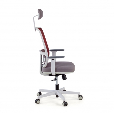 silla de oficina blanco rojo kaito malla brazos moviles reposacabezas 4