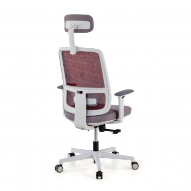 silla de oficina blanco rojo kaito malla brazos moviles reposacabezas 6