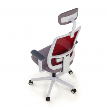 silla de oficina blanco rojo kaito malla brazos moviles reposacabezas 8