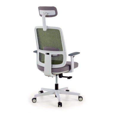 silla de oficina blanco verde kaito malla brazos moviles reposacabezas 6