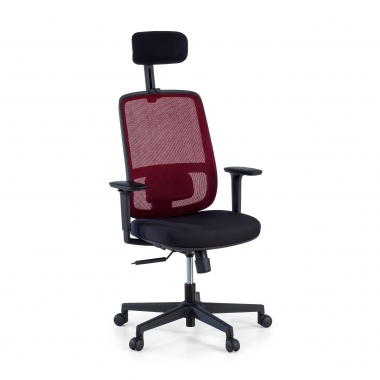silla de oficina rojo estructura negra reposacabezas malla brazos regulables 1d soporte lumbar reposacabezas 1