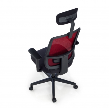 silla de oficina rojo estructura negra reposacabezas malla brazos regulables 1d soporte lumbar reposacabezas 8