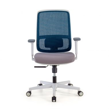 silla de oficina blanco azul estructura blanca malla brazos regulables 1d soporte lumbar 3