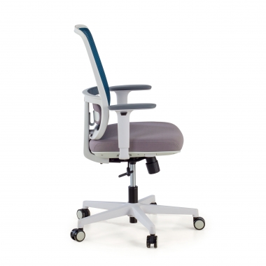 silla de oficina blanco azul estructura blanca malla brazos regulables 1d soporte lumbar 4