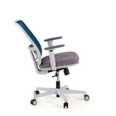 silla de oficina blanco azul estructura blanca malla brazos regulables 1d soporte lumbar 5