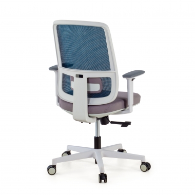 silla de oficina blanco azul estructura blanca malla brazos regulables 1d soporte lumbar 6