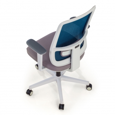 silla de oficina blanco azul estructura blanca malla brazos regulables 1d soporte lumbar 8
