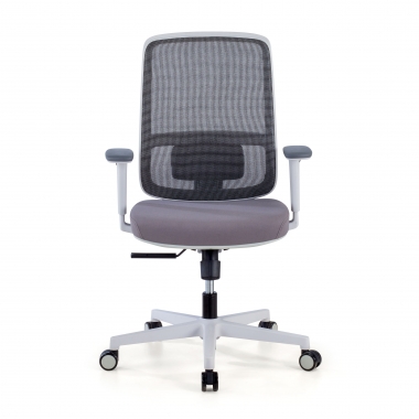 silla de oficina blanco gris estructura blanca malla brazos regulables 1d soporte lumbar 3