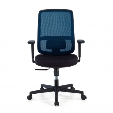 silla de oficina azul estructura negra malla brazos regulables 1d soporte lumbar 3