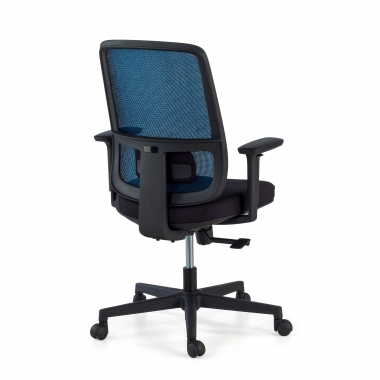 silla de oficina azul estructura negra malla brazos regulables 1d soporte lumbar 6
