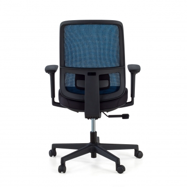 silla de oficina azul estructura negra malla brazos regulables 1d soporte lumbar 7