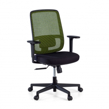 silla de oficina verde estructura negra malla brazos regulables 1d soporte lumbar 1
