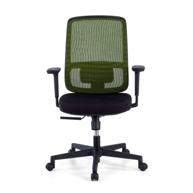 silla de oficina verde estructura negra malla brazos regulables 1d soporte lumbar 3