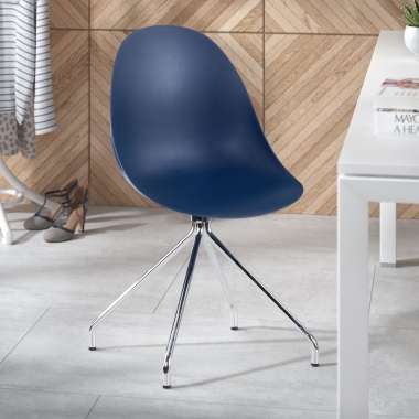 silla de reuniones azul base piramide plastico sin brazos 2