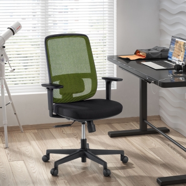 silla de oficina verde estructura negra malla brazos regulables 1d soporte lumbar 2