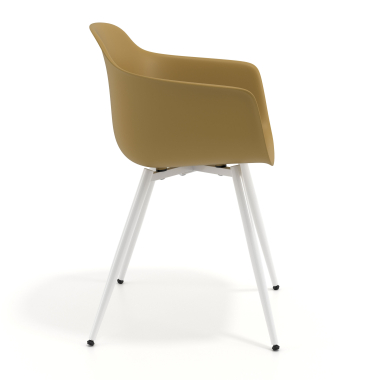 silla confidente blanco amarillo 4 patas plastico brazos fijos 4