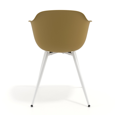 silla confidente blanco amarillo 4 patas plastico brazos fijos 5