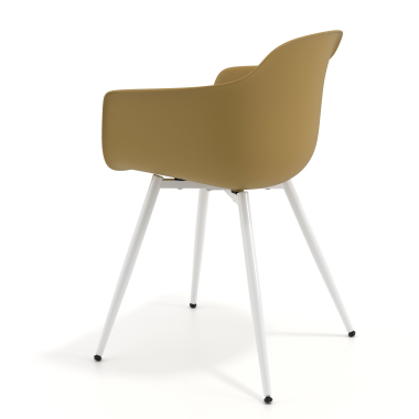 silla confidente blanco amarillo 4 patas plastico brazos fijos 6