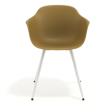silla confidente blanco amarillo 4 patas plastico brazos fijos 3