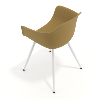 silla confidente blanco amarillo 4 patas plastico brazos fijos 7