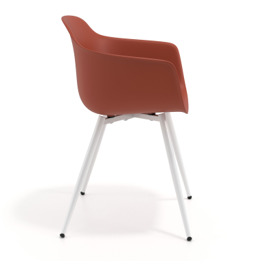 silla confidente blanco naranja 4 patas plastico brazos fijos 4
