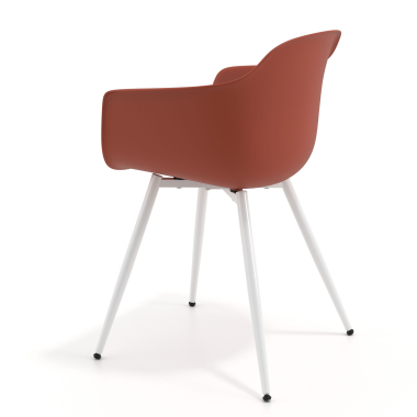 silla confidente blanco naranja 4 patas plastico brazos fijos 6