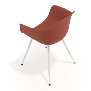 silla confidente blanco naranja 4 patas plastico brazos fijos 7