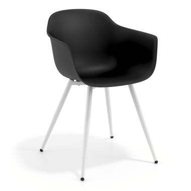 silla confidente blanco negro 4 patas plastico brazos fijos 1