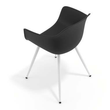silla confidente blanco negro 4 patas plastico brazos fijos 7