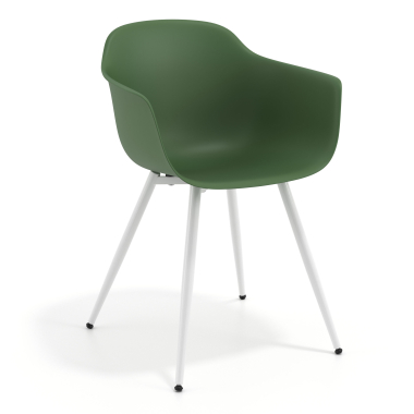 silla confidente blanco verde 4 patas plastico brazos fijos 1