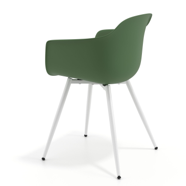 silla confidente blanco verde 4 patas plastico brazos fijos 6