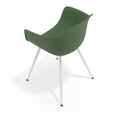 silla confidente blanco verde 4 patas plastico brazos fijos 7