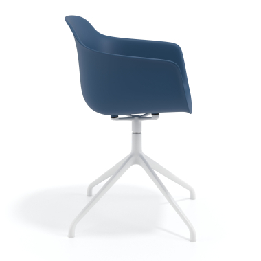 silla de reuniones blanco azul base piramide plastico brazos fijos 4