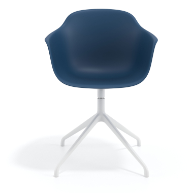 silla de reuniones blanco azul base piramide plastico brazos fijos 3